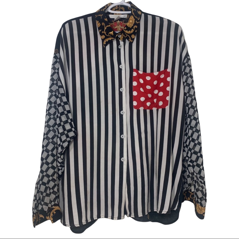 The Limited Abstract Print Button Down Shirt with Polka Dots, Stripes and more!